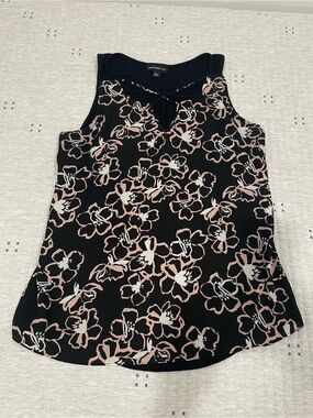 Black Floral Sleeveless Camisole with Blush Accents